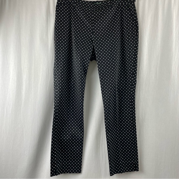 Lauren Ralph Lauren Black with White Polka Dot Ankle Length Pant 10 - Picture 1 of 6